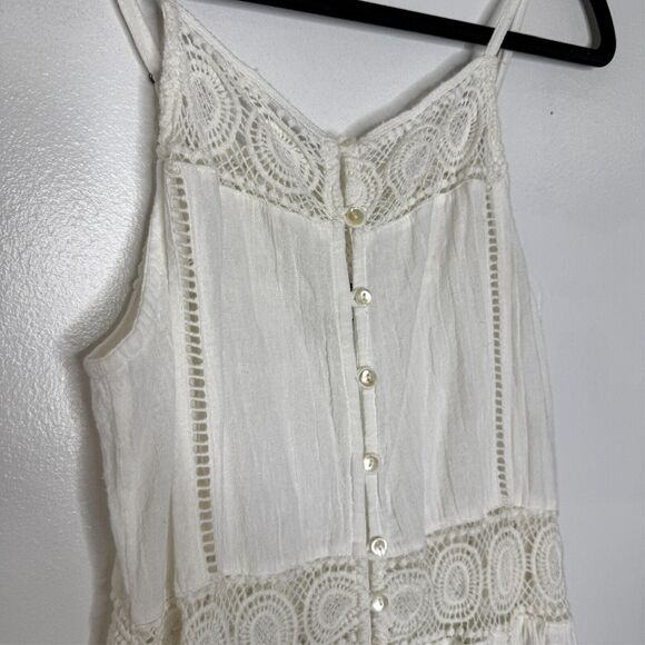 Amuse Society M White Lace Trim Maxi Dress Boho Beachy Romantic Festival - Picture 2 of 8